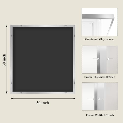 Image of Koonmi Silver Rectangle Wall Mirror, 30x30 Inch Bathroom Mirror, Aluminum Frame Vanity Mirror for Entryway, Living Room, Bedroom Bathroom, Hangs Horizontally or Vertically