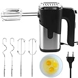 Handmixer, 800W 7 Geschwindigkeiten Mixer Handrührer, Elektrisch Handrührgerät Rührgerät Handmixer mit 4*Edelstahl Zubehör, Edelstahlkneter Handmixer, Handrührer, Küchenmixer (Schwarz)