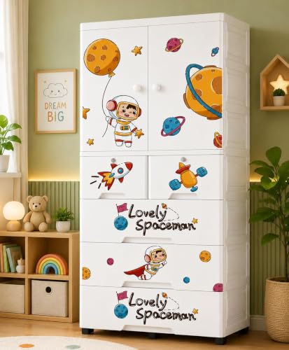 Image of HIWARE Premium Modular Wardrobe for Bedroom, Kids Room and Home | Spacious Clothes Storage Cabinet with Drawers and Shelves | Modern Stylish Design, Heavy Duty, Multiuse Organizer - 18142-Astronut