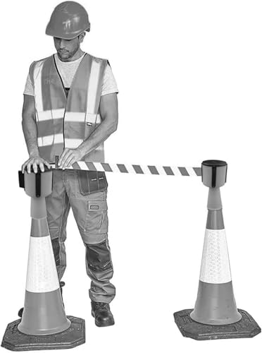Barrière de sécurité rétractable cône signalisation pour délimitation circulation et chantier - 5