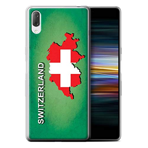 Coque pour Sony Xperia L3 2019 Drapeau Pays Suisse/Swiss Désign Transparent Doux Silicone Gel/TPU Souple Etui Housse Case