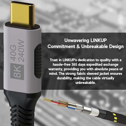 LINKUP USB 4.0 240W 40Gbps Type-C Thunderbolt 4 ケーブル