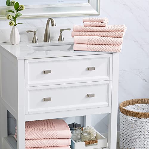 100% Cotton Soft Towel Set | Quick Dry And Highly Absorbent | Textured Bath Towels 30 X52 | Brooklyn Collection (4 Pack Bath Towel, Barely Pink) #TOP4