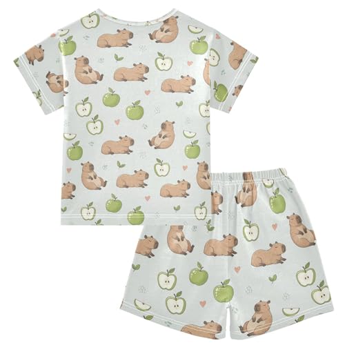 Pajama Short Sets Cute Animals Hearts Soft Cotton Summer Sleepwear 2 Piece PJS Size 5-14T2