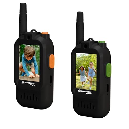 Bresser Youngster Video Walkie Talkies für Kinder mit 2 Zoll Display, aufladbarem Akku, Stimmenverzerrer, USB C Ladekabel