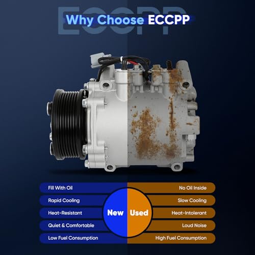 Image of ECCPP AC Compressor 2002-2006 for Honda CR-V CRV 2.4L AC Compressor with Clutch Rapid Cooling HS110R
