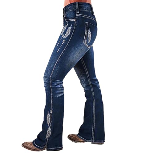 Jeans for Women Middle Waist Straight Leg Pants Women Embroidered with Feathers Fashion Jeans2