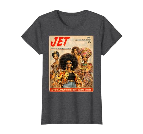 Afro Glamour – Vintage Black Women Cover Art T-Shirt, Women, Dark Heather Grey, Medium