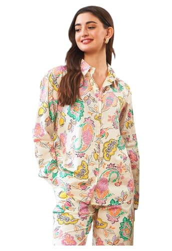 Ensemble kurta avec pantalon pour femme imprimé blanc en viscose