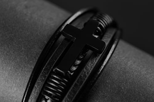 Cross Bracelet for Men - Genuine Leather Religious Bracelets | Stylish Christian Bracelet for Men - Perfect Faith Accessory | Mens Cross Bracelet - Christian Jewelry3