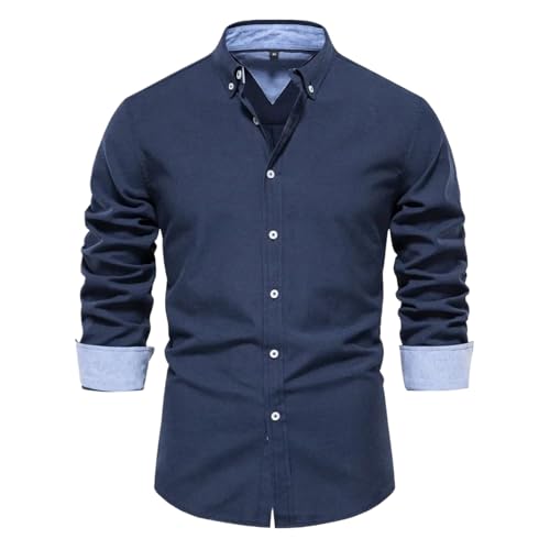 Chemise sociale pour hommes manches à revers couleur unie habillée