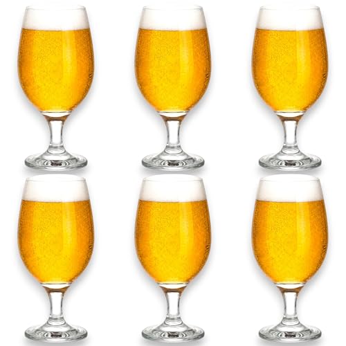 KORAT - Set 6 Bicchieri Birra in Vetro – Disponibili in 2 Varianti Belga 500 ML e Pilsner 680 ML – Calici Resistenti Lavabili in Lavastoviglie per Pub, Casa, Birreria (Belga - 500 ML - Ø 9x18 Cm)