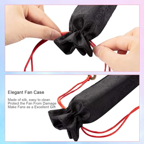 Image of Maitys Large Rave Fan Folding Handheld Fans 13'' Clap Fans for Line Dancing Clack Fan Holographic Festival Accessory for Martial Art Gift Performance, Includes 2 Pouch