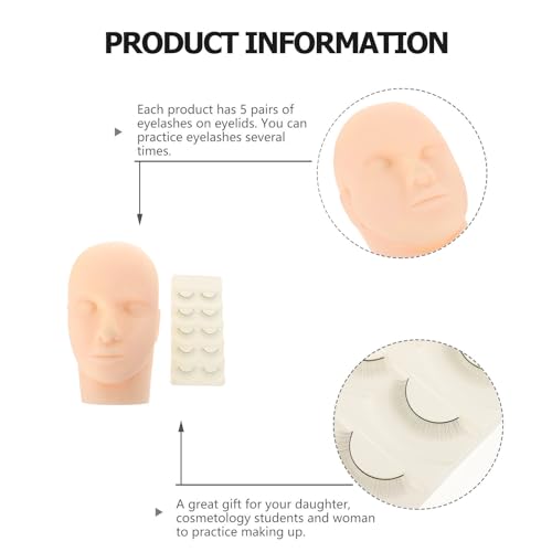 Práctica de extensión de pestañas kit con cabeza de silicona suave lavable 5
