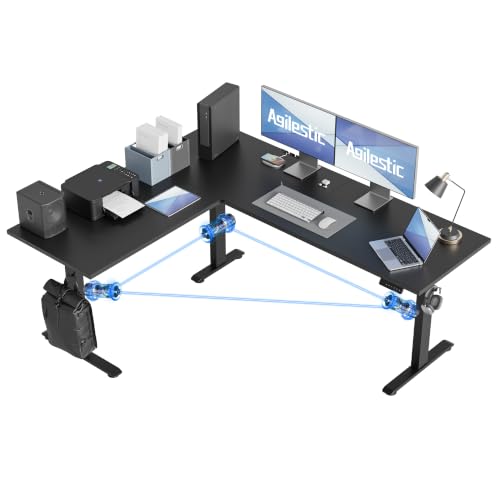 Image of Agilestic 73 x 61 Inch L Shaped Electric Standing Desk, Black