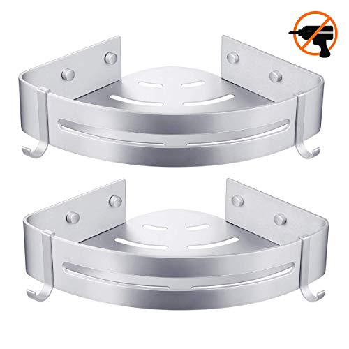 LOBKIN Estanteria Baño Ducha Rinconera Estantería de Esquina para Baño Ducha Aluminio, Acabado Mate, Estantes (Doble Capa) (Doble Capa)