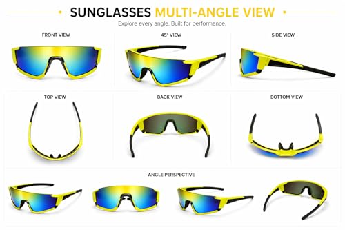 Image of ALNA-TURA Sport Sunglasses for Men & Women UV400 Protection | Cycling Running Driving Goggles | Wraparound Shield Design | Anti-Glare Mirrored Lens | Lightweight Outdoor Sports Eyewear