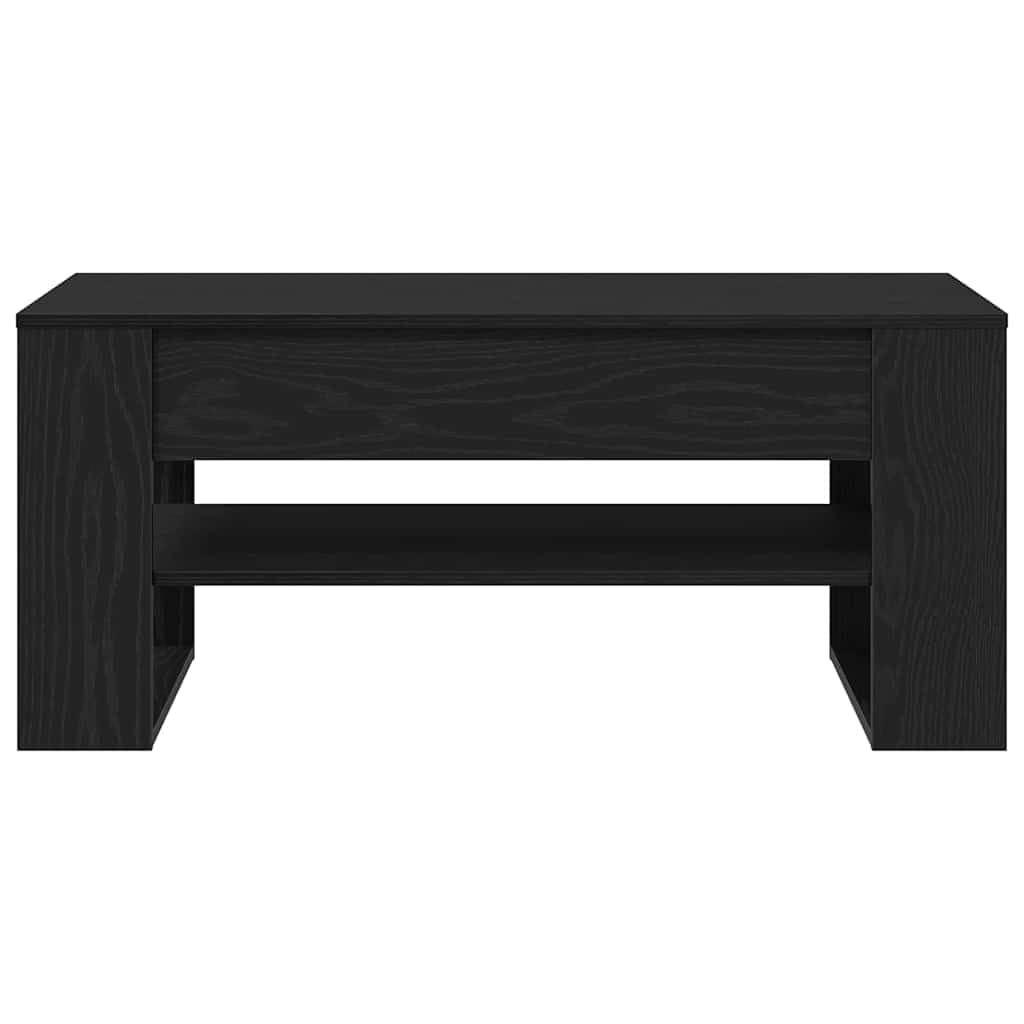 Mesa de centro de roble negro 102 x 55 x 45 cm moderna mesa de salón con estante y espacio de almacenamiento