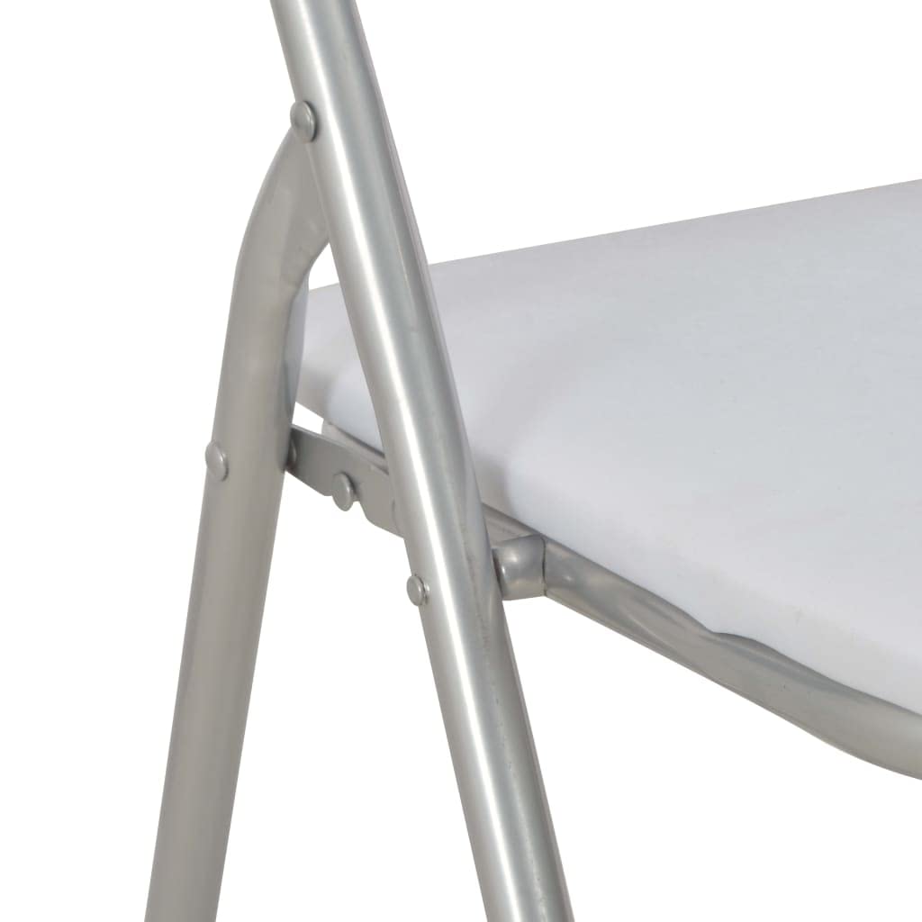 Hothingwell 2 Klappstühle, weiß, Kunstleder, für Esszimmer, Küche, Eingangsbereich oder Büro, Rahmen aus robustem Stahl, faltbar und leicht, leicht zu reinigen mit einem feuchten Tuch