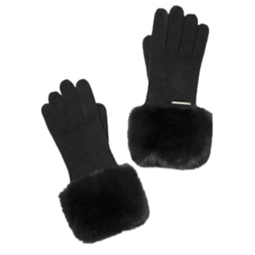 Michael Korsmichael Michael Kors Womens Faux Fur Trim Knit Gloves