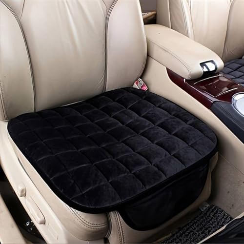 Image of Breathable Car Seat Cover Cushion, Black, 60x50 cm, 1Pc | Premium Velvet, Universal Fit, Storage Pocket, For Sedan, SUV, Truck & Office Chair, Soft Driving Comfort Pad