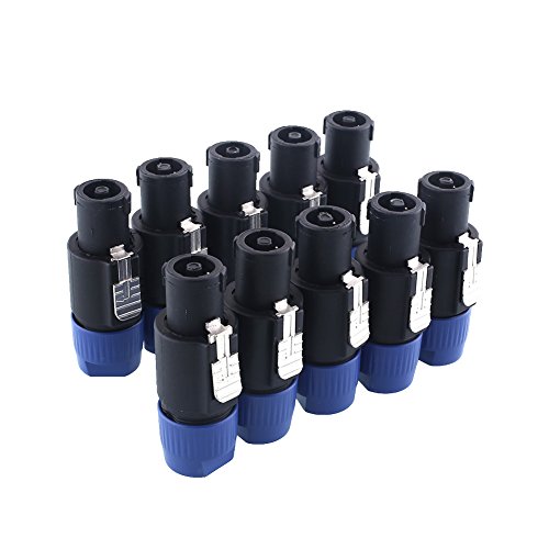 Cewaal 10pcs 4 pôles Connecteur Haut-Parleur Audio Audio Haut-Parleur Speakon pour Common Sound Box Cable Couleur Bleue