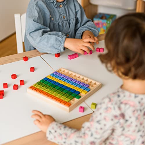 Natureich Montessori Mathématique 1x1 Tableau Garçon et Fille, Enfants à Partir 3 Ans, Planche D’Empilage Et De Tri Éducatif, Jouets en Bois pour Apprends à Compter, Nombres, Motrices, Multiplication