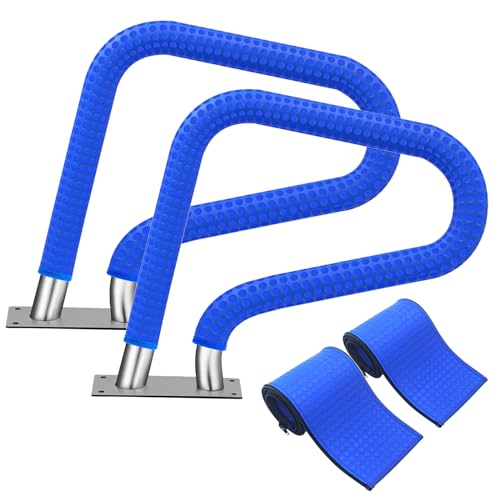 Pool Handrail Covers with Zippers 4 6 8 10 Ft Inground Swimming Pools Hand Rail Cover, Anti-Slip Cool Touch Heat Resistant, Blue, Non Slip Swim Pool Railing Ladder Stair Handle Grip (4 Feet 2 Pcs)