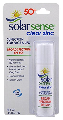 Solar Sense Spf50 Clear Zinc Broad Spectrum Stick 0.45 Ounce (13ml) (2 Pack)