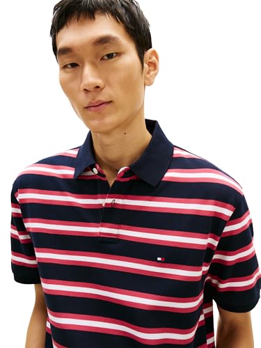 Image of Tommy Hilfiger Men's Short Sleeve Polo Shirts in Classic Fit with Stretch and Organic Pique Cotton