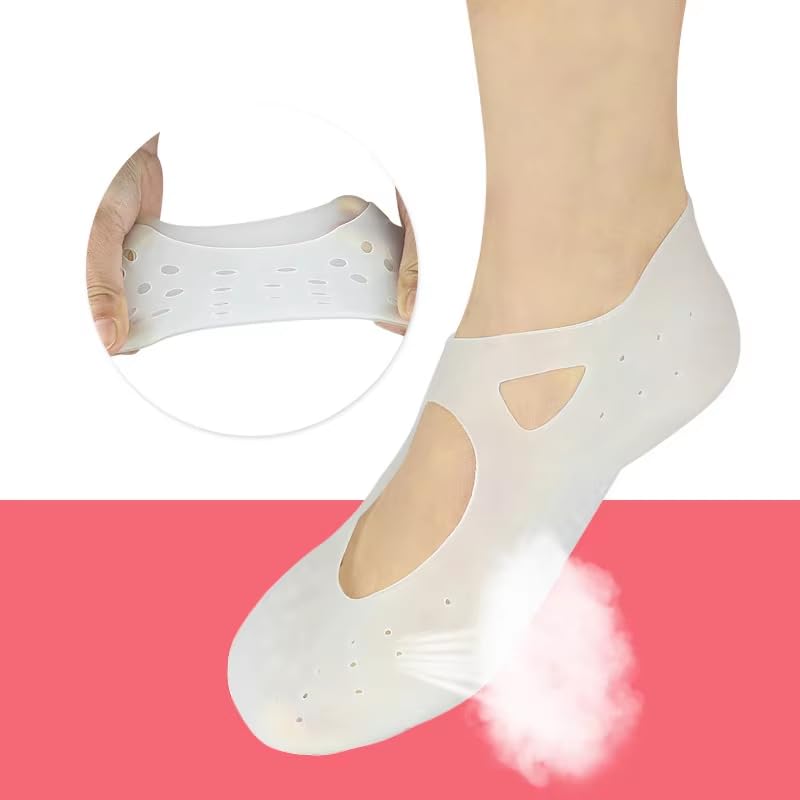 LUVINA Moisturizing Silicone Gel Socks with Arch Support – Dry Crack Feet Treatment for Women or Men, Hydrating Spa Socks for Heel Repair - Image 7 thumbnail