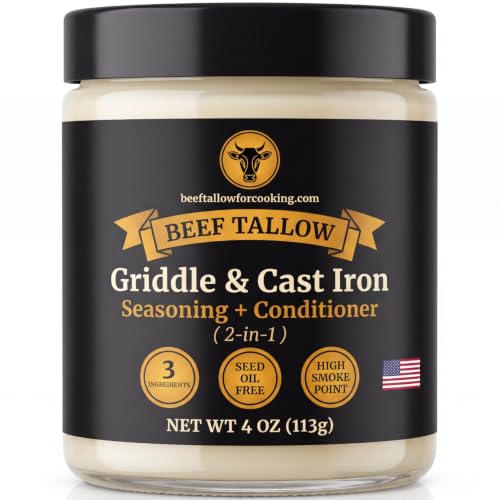 Beef Tallow Griddle &amp; Cast Iron Seasoning + Conditioner Oil – Seed Oil Free