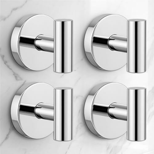 Image of Heavy Duty Suction Cup Hooks for Glass Window,Tile,Mirror,Removable Shower Hooks for Inside Shower,Metal Towel Hooks for Bathroom,4 Pack(Mirror)
