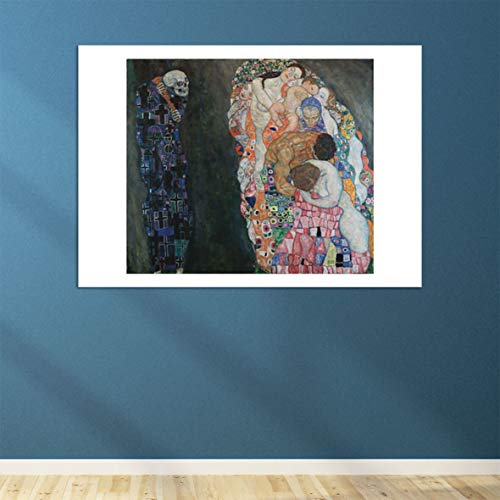 Muerte y Vida Klimt cuadro grande mate enmarcado sin reflejos 4