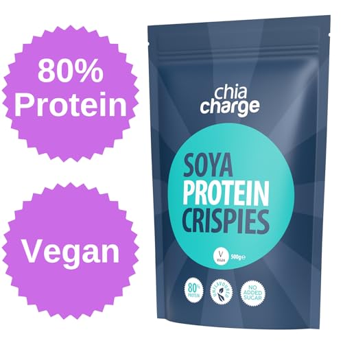 80% Protein SOYA Crispies - High Protein for Adults and Kids - Healthy, Wheat Free Vegan Snack - Low Fat Food, No Sugar Crispies 500g Unflavoured