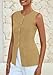 PRETTYGARDEN Blazer Vest Tops for Women Sleeveless Button Down Business Casual Outfits Work Suit Vests Waistcoat(Khaki,Medium)