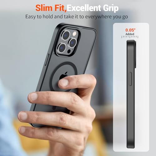 SUPFINE Magnetic for iPhone 13 Pro Max Case [Compatible with MagSafe] [10 FT Military Grade Drop Protection] Slim Translucent Matte Shockproof with Anti-Fingerprint Phone Case,Matte Black