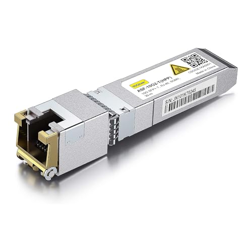 Image of 10Gtek 1.25 /2.5 /5 /10G-T SFP+ to RJ45 CAT.6a Copper Module, Auto-Negotiation SFP+ to Ethernet Transceiver for HPP, HP Aruba, TP-Link TL-SM5310-T and More, up to 30-Meter