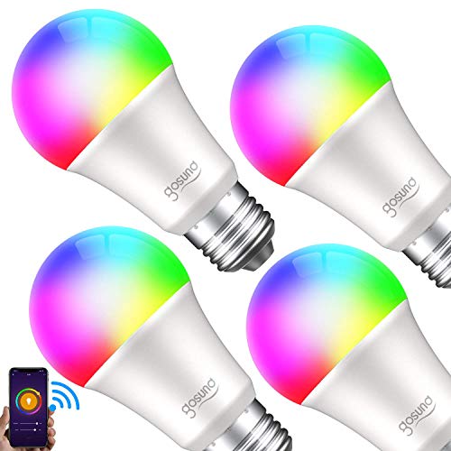WiFi Smart Light Bulb Works with Alexa Google Home & IFTTT, Gosund 800LM A19 E26 LED Smart Bulb 2700K RGB Color Changing Dimmable, No Hub Required, Soft White (4 Pack)