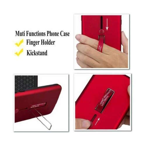 Image of Heartly Matte Finish Shockproof Dual Layer TPU + PC with Stand & Finger Holder Case Cover for Samsung Galaxy A70s / A70 - Red