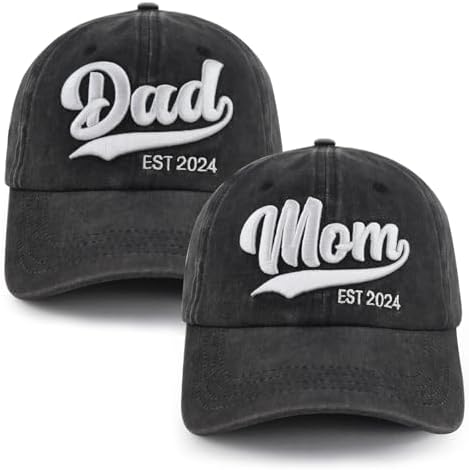 Gomthrpc 2PCS Mom and Dad EST 2024 Hat, 3D