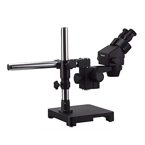 Image of AmScope 7X-45X Black Stereo Zoom Microscope with Single Arm Boom Stand