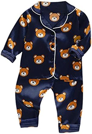 Sleepers with Feet Toddler Boys Bear Sleepwear Pajamas Long Baby Outfits Cartoon Big Boys Robe And Christmas pajamas 18-24 Months A11 - Navy