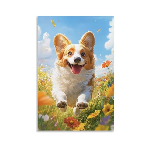 Corgi Murale Décoration en Toile 50x75cm pour Salon