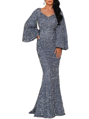 Abito a vita alta, elegante, lungo, con paillettes, maxi abito, che mostrano perfettamente la tua eleganza.