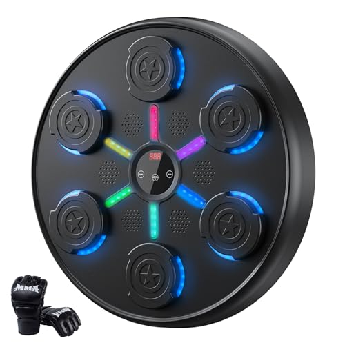 2025 New Music Boxing Machine with Boxing Gloves, Wall-Mounted, Upgraded Large Smart Bluetooth Music Boxing Target Workout Equipment for Home, Suitable for Kids and Adults（19.28''x19.28''x2.17''）