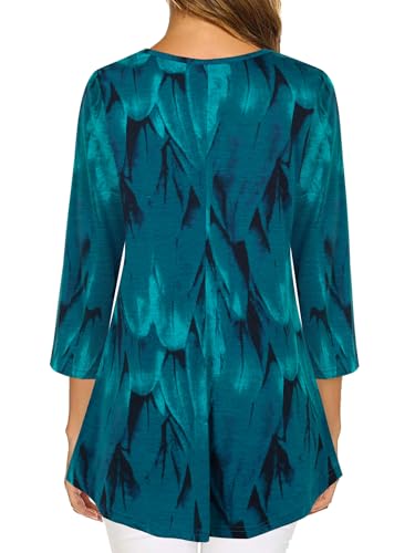 Nandashe Womens 3/4 Sleeves Floral Tunic Shirts Summer Casual Dressy Blouse Tops3