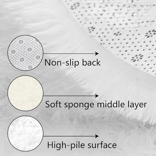 Tapis de chambre doux et grand tapis de salon blanc antidérapant - 5
