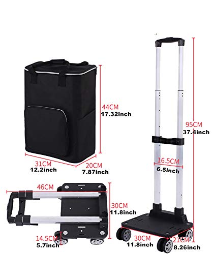 Falytemow Zusammenklappbarer Mehrzweckwagen mit Isoliertasche, faltbarer wiederverwendbarer Einkaufstrolley mit Rollen… – Bild 4