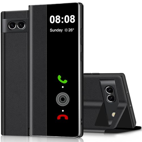 Étui de protection Google Pixel 7A rabat cuir synthétique TPU antichoc noir